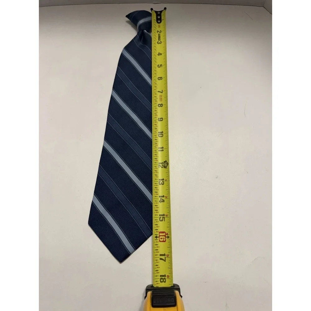 Ketch Mens Blue Striped Clip-On Necktie Navy Light Blue Diagonal Stripe Tie